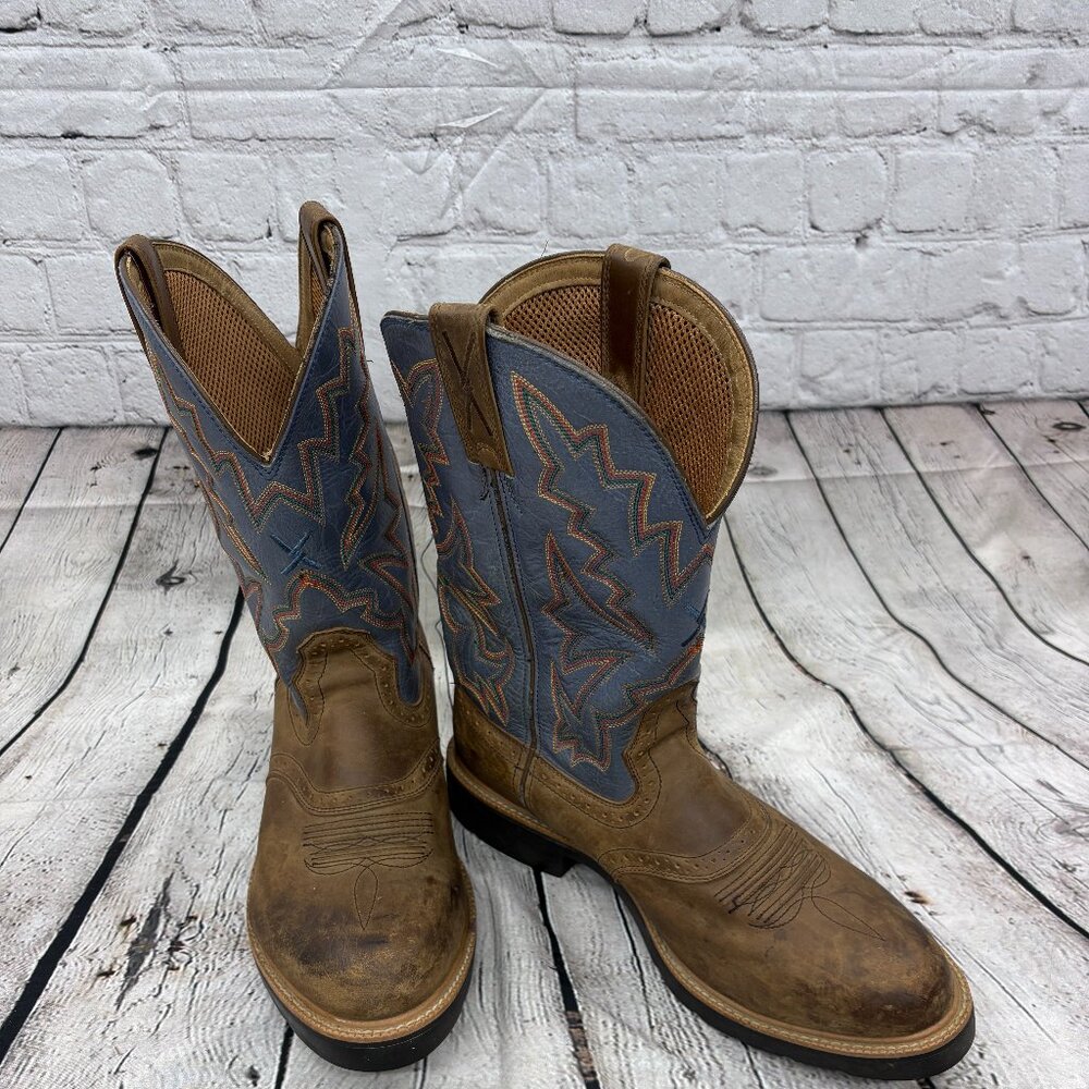 Twisted X Work Boots Mens Cowboy Leather 11EE Cognac Denim MCW0002